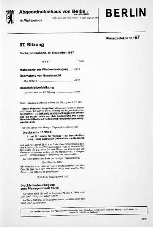 Nr. 67, 19. Dezember 1987