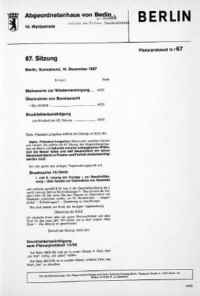 Nr. 67, 19. Dezember 1987
