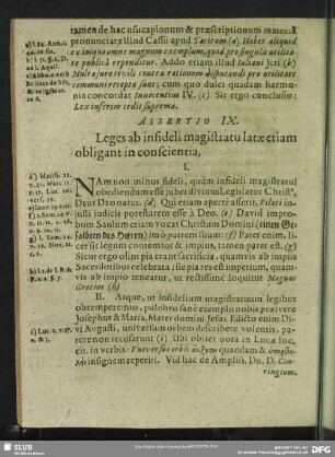 Assertio IX. Leges ab infideli magistratu latae etiam obligant in conscientia