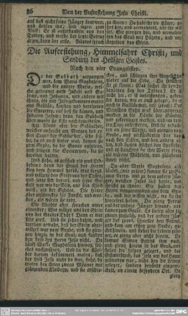 Die Auferstehung, Himmelfahrt Christi, und Sendung des Heiligen Geistes