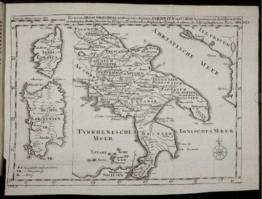 Kt. "Karte von Gross-Griechenland und den Insulen Sardinien und Corsica"