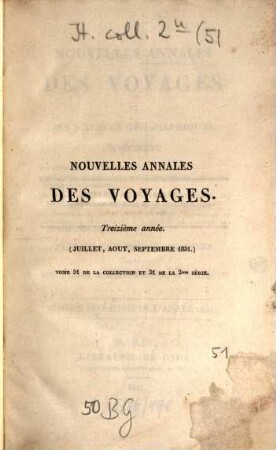 Nouvelles annales des voyages. 51, 51 = T. 21. 1831