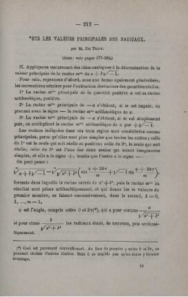 SUR LES VALEURS PRINCIPALES DES RADICAUX.