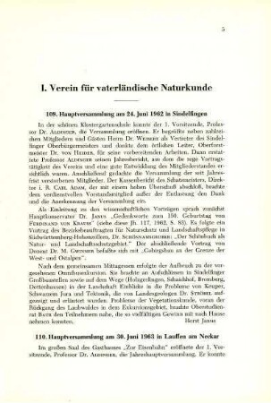 I. Verein für vaterländische Naturkunde
