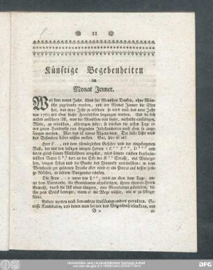 Künftige Begebenheiten im Monat Jenner.