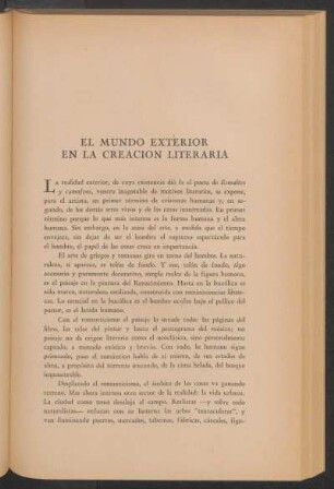 El mundo exterior en la creación literaria