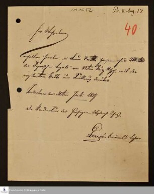 Brief von Henri Frédéric Grangé an [Georg Christian Knapp].