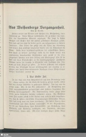 Aus Weißenbergs Vergangenheit