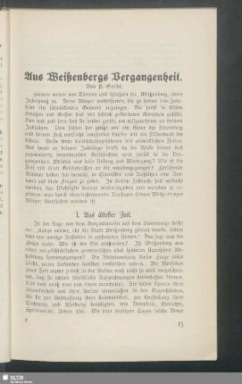 Aus Weißenbergs Vergangenheit