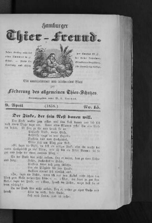 Hamburger Thier-Freund. 9. April. (1858.) No. 15.