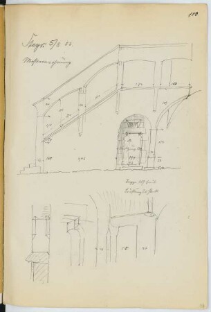Sakristeitreppe, Steyr: Ansicht, Details (aus: Skizzen- und Fotoalbum 21)