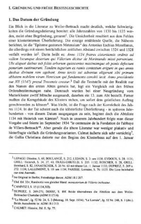 I. Gründung und frühe Besitzgeschichte