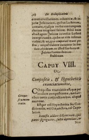 Caput VIII. De Compositis, & Hypotheticis enunciationibus.