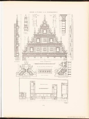 Gemeindeschule in der Christianiastraße, Berlin: Grundriss EG, Details (aus: Neubauten der Stadt Berlin, Bd. II, 1903)