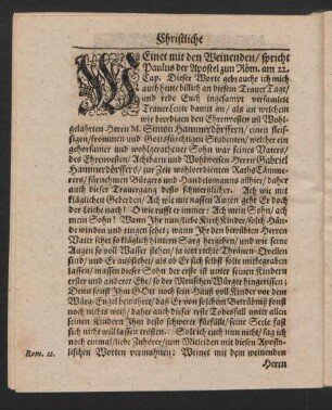 Weinet mit den Weinenden/...