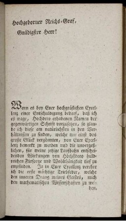 Hochgeborner Reichs-Graf! Gnädigster Herr! Vorrede und Einleitung.