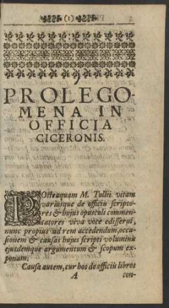 Prolegomena In Officia Ciceronis.