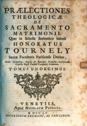 Praelectiones Theologicae, De Sacramento Matrimonii