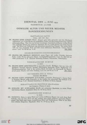 Gemälde alter und neuer Meister, Handzeichnungen (Nr. 254-341)