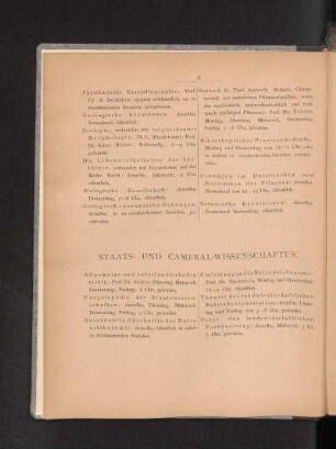 Staats- und Cameral-Wissenschaften.