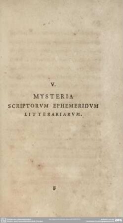 V. Mysteria Scriptorum Ephemeridum Litterariarum