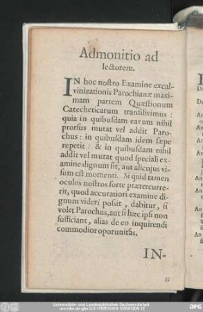 Admonitio ad lectorem.
