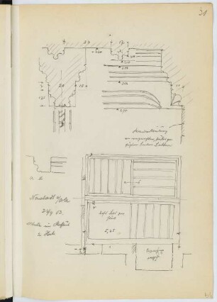 Rathaus, Neustadt/Orla: Grundriss, Details (aus: Skizzen- und Fotoalbum 24)