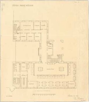 Fischer, Theodor; Würzburg, Münsterplatz; Sparkasse - Grundriss 1. OG