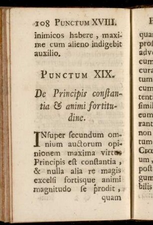 Punctum XIX. De Principis constantia & animi fortitudine.
