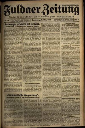 Erste Ausgabe vom Donnerstag, den 31. März 1932.