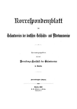 Korrespondenzblatt des Gesamtvereins der Deutschen Geschichts- und Alterthumsvereine. 72. 1924