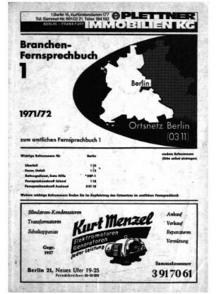 1971/1972: Amtliches Fernsprechbuch