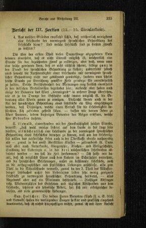 Bericht der III. Section : (12.-15. Circularkreis)