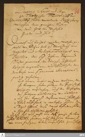 Brief der Theologischen Fakultät der Universität Halle.