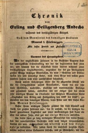 Chronik von Erling und Heiligenberg Andechs während des dreißigjährigen Krieges