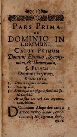 Tractatus de dominio in communi, et modis acquirendi dominium : disp. I. de dominio in communi, et de venatione