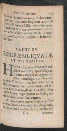Caput XV. Herbae Siliquatae Et His Similes.