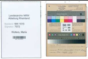 Entnazifizierung Maria Wolters , geb. 21.10.1890 (Kauffrau)