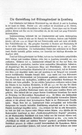 Die Entwicklung des Bildungswesens in Hamburg