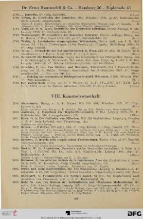 VIII. Kunstwissenschaft (Nr. 1799-1974)