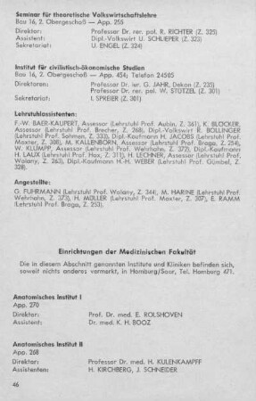 Einrichtungen der Medizinischen Fakultät