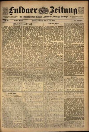 Erste Ausgabe vom Samstag, den 21. Mai 1898.