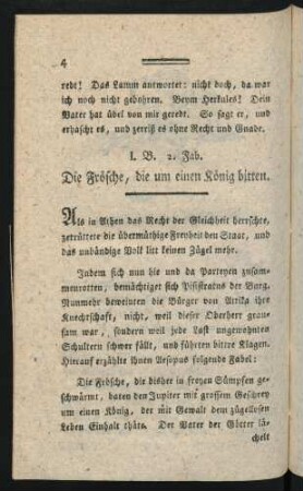 I. B. 2. Fab. Die Frösche, die um einen König bitten