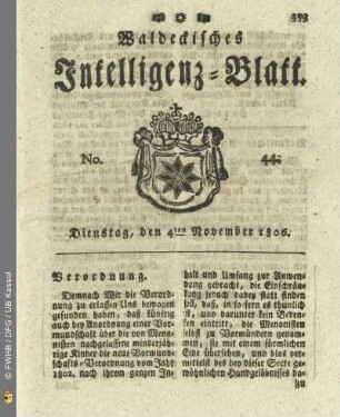No. 44. Dienstag, den 4ten November 1806
