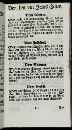 Von den vier Jahrs-Zeiten.