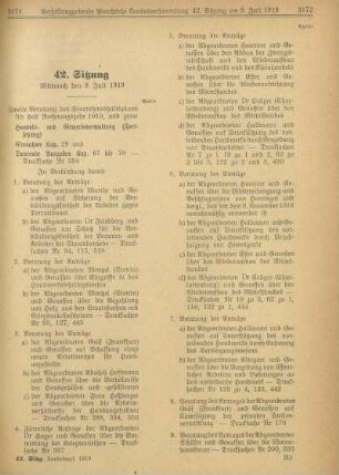 42. Sitzung, Mittwoch den 9. Juli 1919