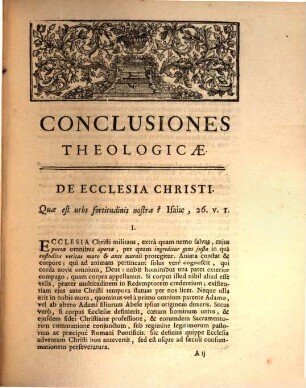 Conclusiones theologicae : [De Ecclesia Christi, De Summo Pontifice, De Conciliis Generalibus]