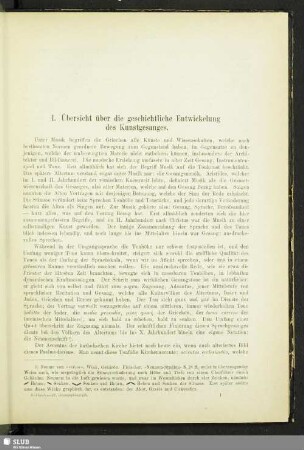 I. Übersicht über die geschichtliche Entwicklung des Kunstgesanges