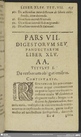 Pars VII. Digestorum Seu Pandectarum