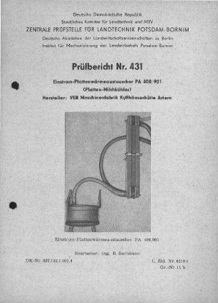 Einstrom-Plattenwärmeaustauscher PA 400/901